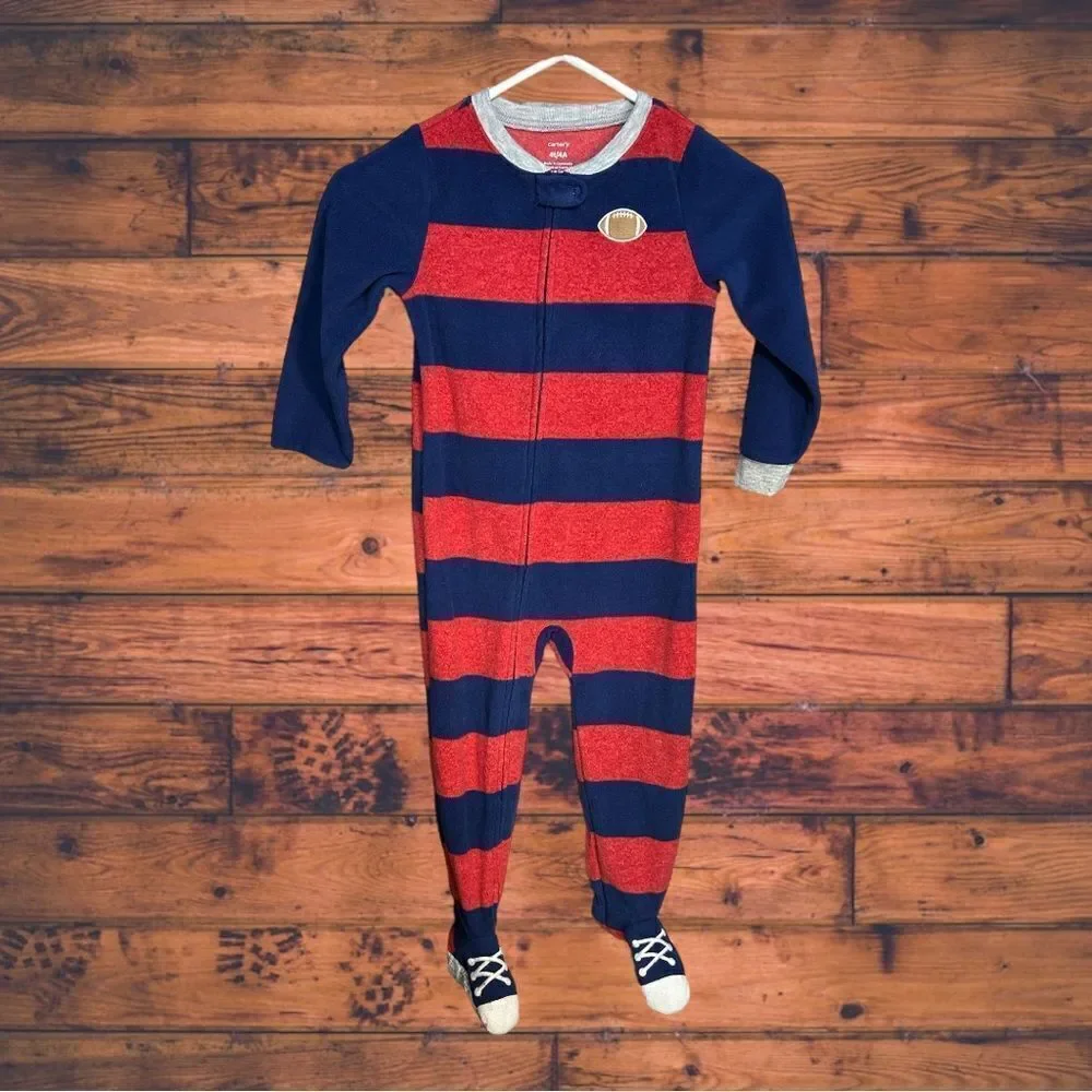 5 for‎ $25🔥Carter's Red & Blue Striped Footie Pajamas Boys Size 4T